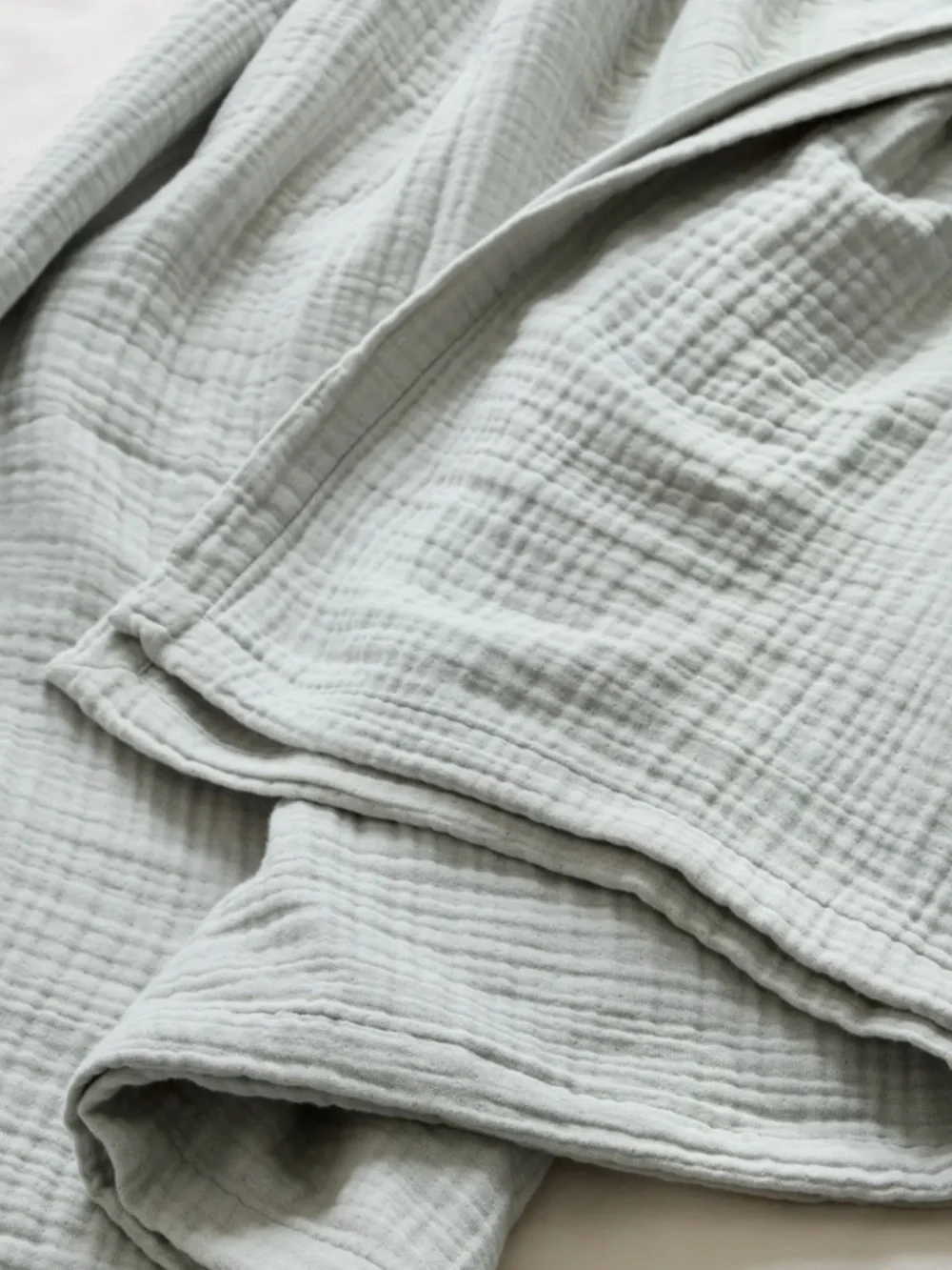 Organic Cotton Gauze Blanket Full Queen Light Blue Mist Quince